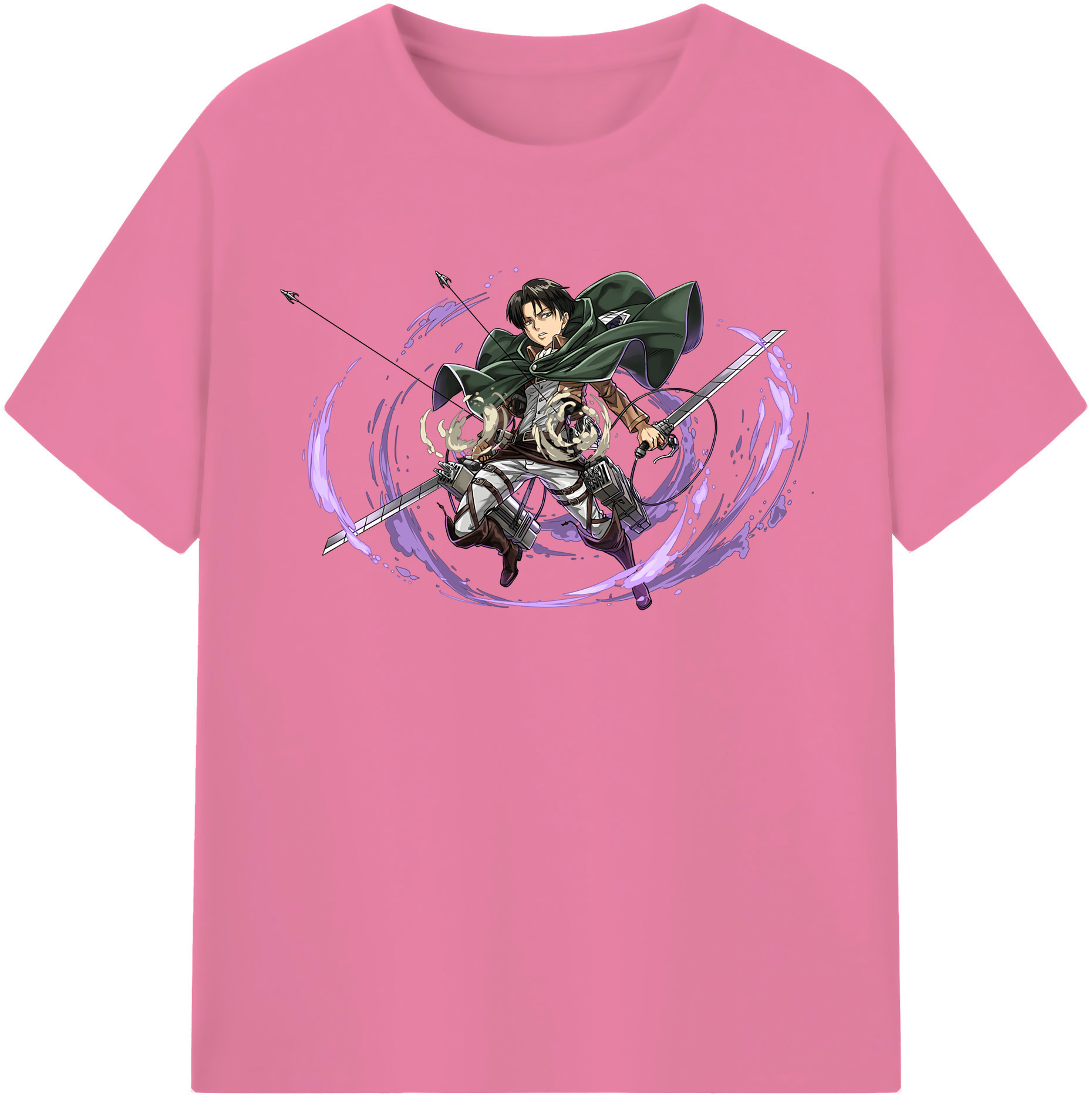 （画像用） 進撃の巨人 リヴァイ·アッカーマン Attack on Titan Levi Ackerman 綿100％半袖Tシャツ（フロントプリント）